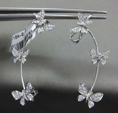 ESTATE LARGE .63CT DIAMOND 18KT WHITE GOLD BUTTERFLY CLIP ON STUD CUFF EARRINGS