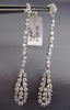 ESTATE LARGE & LONG 2.17CT DIAMOND 14KT WHITE GOLD 3D RAIN DROP HANGING EARRINGS