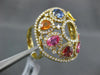 ESTATE LARGE 5.56CT DIAMOND & AAA MULTI COLOR SAPPHIRE 18KT YELLOW GOLD FUN RING