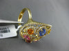 ESTATE LARGE 5.56CT DIAMOND & AAA MULTI COLOR SAPPHIRE 18KT YELLOW GOLD FUN RING