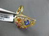 ESTATE LARGE 5.56CT DIAMOND & AAA MULTI COLOR SAPPHIRE 18KT YELLOW GOLD FUN RING