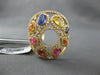 ESTATE LARGE 5.56CT DIAMOND & AAA MULTI COLOR SAPPHIRE 18KT YELLOW GOLD FUN RING