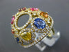 ESTATE LARGE 5.56CT DIAMOND & AAA MULTI COLOR SAPPHIRE 18KT YELLOW GOLD FUN RING
