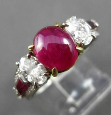 ANTIQUE 3.75CT DIAMOND & AAA RUBY PLATINUM & 18KT YELLOW GOLD 3D ENGAGEMENT RING