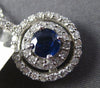 ESTATE .96CT DIAMOND & AAA SAPPHIRE 14KT WHITE GOLD DOUBLE HALO FLOATING PENDANT