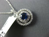 ESTATE .96CT DIAMOND & AAA SAPPHIRE 14KT WHITE GOLD DOUBLE HALO FLOATING PENDANT
