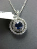 ESTATE .96CT DIAMOND & AAA SAPPHIRE 14KT WHITE GOLD DOUBLE HALO FLOATING PENDANT