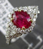 ESTATE 1.43CT DIAMOND & RUBY 18K WHITE GOLD 3D TRILLION FILIGREE ENGAGEMENT RING