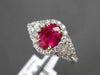 ESTATE 1.43CT DIAMOND & RUBY 18K WHITE GOLD 3D TRILLION FILIGREE ENGAGEMENT RING