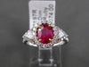 ESTATE 1.43CT DIAMOND & RUBY 18K WHITE GOLD 3D TRILLION FILIGREE ENGAGEMENT RING