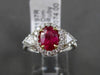 ESTATE 1.43CT DIAMOND & RUBY 18K WHITE GOLD 3D TRILLION FILIGREE ENGAGEMENT RING