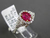 ESTATE 1.43CT DIAMOND & RUBY 18K WHITE GOLD 3D TRILLION FILIGREE ENGAGEMENT RING