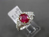 ESTATE 1.43CT DIAMOND & RUBY 18K WHITE GOLD 3D TRILLION FILIGREE ENGAGEMENT RING