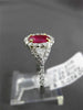 ESTATE 1.43CT DIAMOND & RUBY 18K WHITE GOLD 3D TRILLION FILIGREE ENGAGEMENT RING