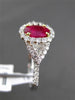 ESTATE 1.43CT DIAMOND & RUBY 18K WHITE GOLD 3D TRILLION FILIGREE ENGAGEMENT RING