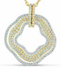 ESTATE LARGE 2.35CT DIAMOND 18K WHITE & YELLOW GOLD 4 LEAF CLOVER FLOWER PENDANT