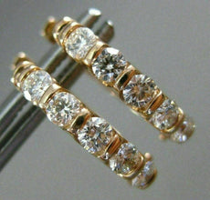 ESTATE 1.0CT ROUND DIAMOND 14KT ROSE GOLD CLASSIC 3D FIVE STONE HUGGIE EARRINGS