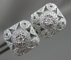 ESTATE .65CT DIAMOND 14KT WHITE GOLD 3D CLASSIC CLUSTER SQUARE HEART EARRINGS