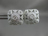 ESTATE .65CT DIAMOND 14KT WHITE GOLD 3D CLASSIC CLUSTER SQUARE HEART EARRINGS