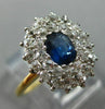 ANTIQUE 1.50CT DIAMOND & SAPPHIRE 18KT WHITE & YELLOW GOLD HALO ENGAGEMENT RING