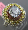 LARGE GIA 2.82CT BLUE DIAMOND 18KT TRI COLOR GOLD 3D SQUARE HALO ENGAGMENT RING