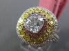 LARGE GIA 2.82CT BLUE DIAMOND 18KT TRI COLOR GOLD 3D SQUARE HALO ENGAGMENT RING