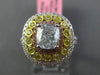 LARGE GIA 2.82CT BLUE DIAMOND 18KT TRI COLOR GOLD 3D SQUARE HALO ENGAGMENT RING