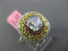 LARGE GIA 2.82CT BLUE DIAMOND 18KT TRI COLOR GOLD 3D SQUARE HALO ENGAGMENT RING