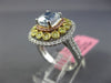 LARGE GIA 2.82CT BLUE DIAMOND 18KT TRI COLOR GOLD 3D SQUARE HALO ENGAGMENT RING