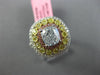 LARGE GIA 2.82CT BLUE DIAMOND 18KT TRI COLOR GOLD 3D SQUARE HALO ENGAGMENT RING