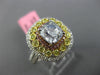 LARGE GIA 2.82CT BLUE DIAMOND 18KT TRI COLOR GOLD 3D SQUARE HALO ENGAGMENT RING