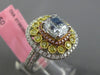 LARGE GIA 2.82CT BLUE DIAMOND 18KT TRI COLOR GOLD 3D SQUARE HALO ENGAGMENT RING