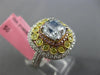 LARGE GIA 2.82CT BLUE DIAMOND 18KT TRI COLOR GOLD 3D SQUARE HALO ENGAGMENT RING