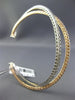 ESTATE LARGE 2.84CT DIAMOND 14K WHITE & ROSE GOLD 3D CRISS CROSS BANGLE BRACELET