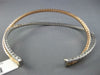 ESTATE LARGE 2.84CT DIAMOND 14K WHITE & ROSE GOLD 3D CRISS CROSS BANGLE BRACELET