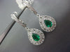 ESTATE 1.32CT DIAMOND & AAA EMERALD 18K WHITE GOLD 3D TEAR DROP HANGING EARRINGS