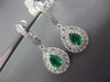 ESTATE 1.32CT DIAMOND & AAA EMERALD 18K WHITE GOLD 3D TEAR DROP HANGING EARRINGS