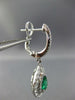 ESTATE 1.32CT DIAMOND & AAA EMERALD 18K WHITE GOLD 3D TEAR DROP HANGING EARRINGS