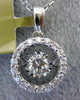 ESTATE .55CT DIAMOND 14KT WHITE GOLD 3D SOLITAIRE HALO FILIGREE FLOATING PENDANT