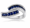 ESTATE WIDE 1.30CT DIAMOND & AAA SAPPHIRE 14K WHITE GOLD ETOILE ANNIVERSARY RING