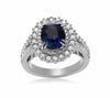 GIA CERTIFIED 3.92CT DIAMOND & AAA SAPPHIRE 14KT WHITE GOLD HALO ENGAGEMENT RING