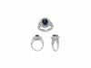 GIA CERTIFIED 3.92CT DIAMOND & AAA SAPPHIRE 14KT WHITE GOLD HALO ENGAGEMENT RING