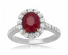 GIA CERTIFIED 3.24CT DIAMOND & AAA RUBY 18K 2 TONE GOLD 3D HALO ENGAGEMENT RING