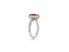 GIA CERTIFIED 3.24CT DIAMOND & AAA RUBY 18K 2 TONE GOLD 3D HALO ENGAGEMENT RING