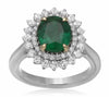 GIA CERTIFIED 3.01CT DIAMOND & AAA EMERALD 18KT 2 TONE GOLD HALO ENGAGEMENT RING