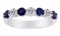 .77CT ROUND DIAMOND & AAA SAPPHIRE 14KT WHITE GOLD 3D 7 STONE ANNIVERSARY RING