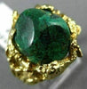 ESTATE LARGE AAA GREEN AGATE 14K YELLOW GOLD 3D CLASSIC NUGGET FUN RING #20203
