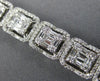 LARGE 7.05CT ROUND & BAGUETTE DIAMOND 18KT WHITE GOLD 3D CLUSTER TENNIS BRACELET