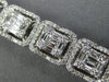 LARGE 7.05CT ROUND & BAGUETTE DIAMOND 18KT WHITE GOLD 3D CLUSTER TENNIS BRACELET