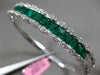 ESTATE WIDE 6.3CT DIAMOND & AAA COLOMBIAN EMERALD 18K WHITE GOLD BANGLE BRACELET